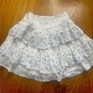 Floral Ruffle Skirt - Blue and White hollister shorts small flirty